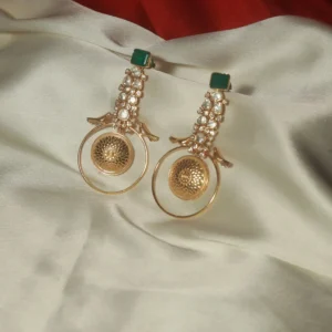 Green Onyx Polki Earrings