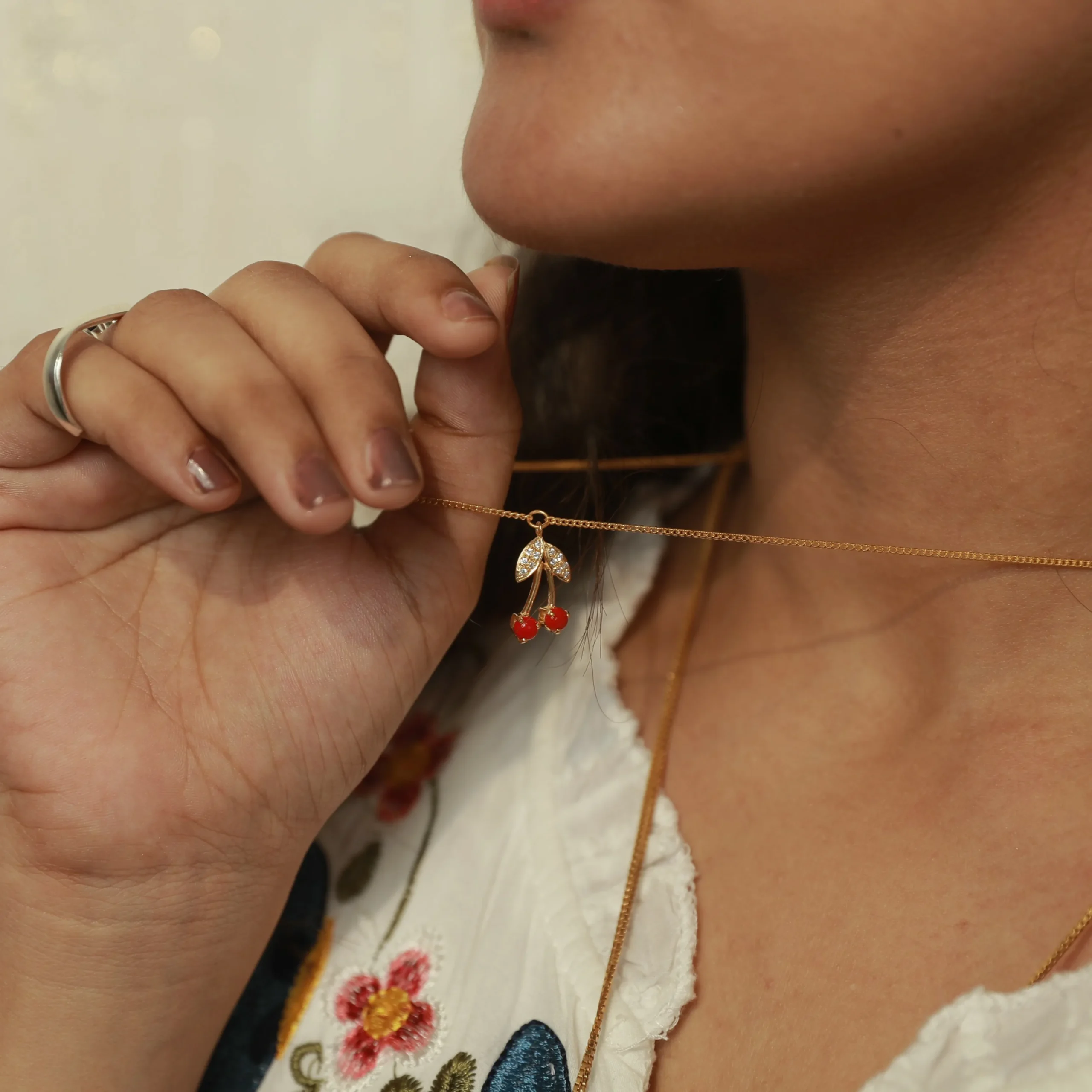 Coral Cherry Necklace