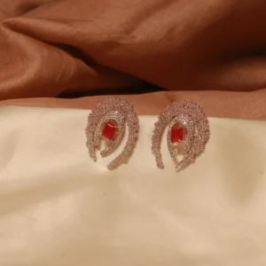 Red Quartz Moon Earrings