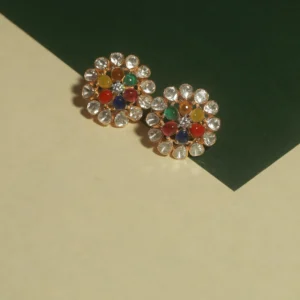 Navratan Polki Earrings Set